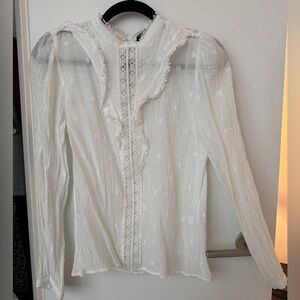 Zara White Ruffled Blouse